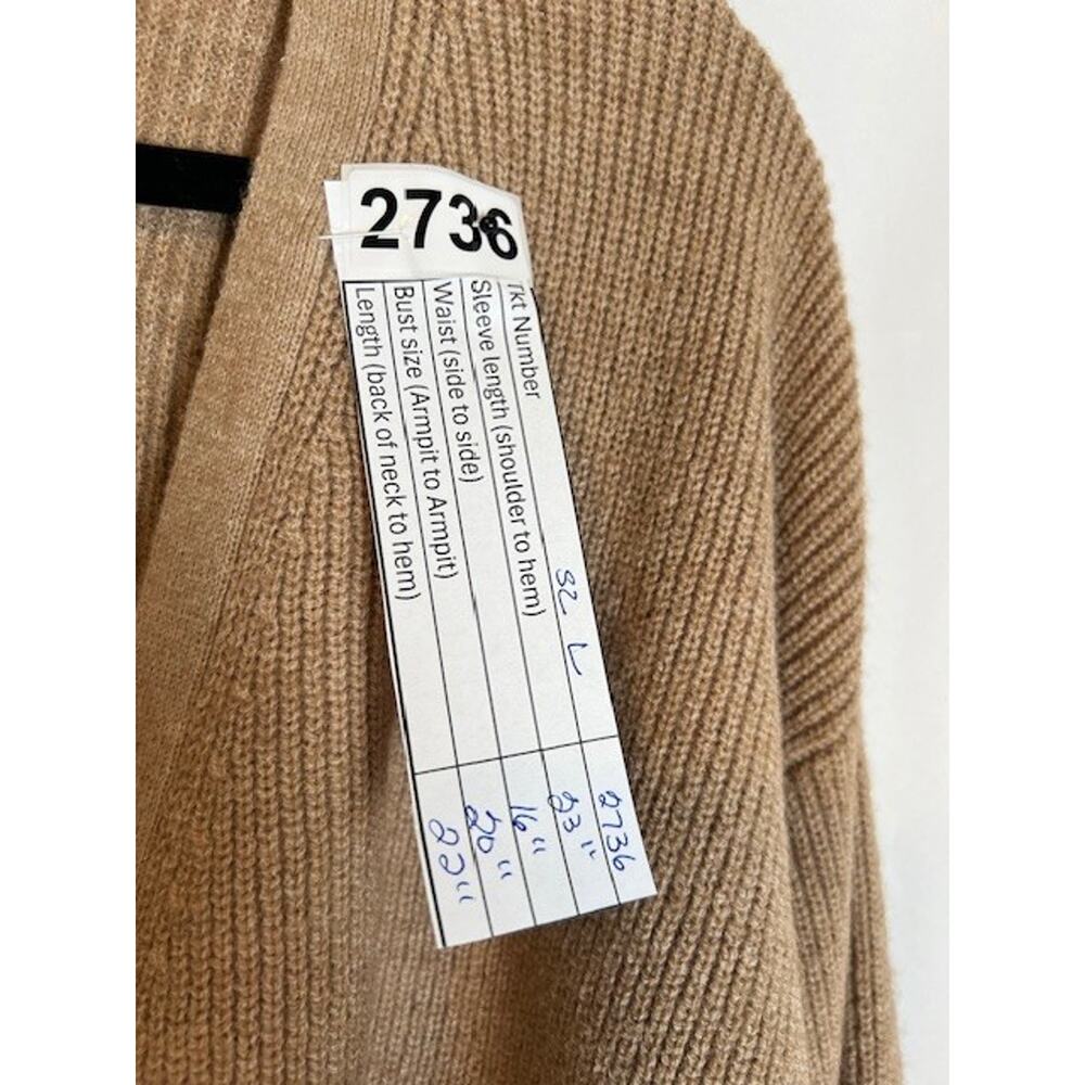 WAYF Women Brown Ribbed Tie-Front Cardigan L - Picture 7 of 7